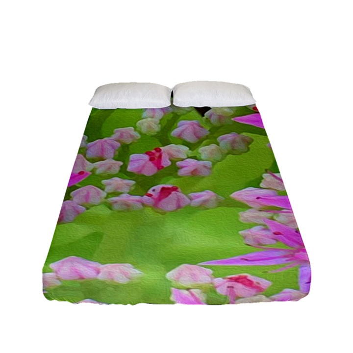 Hot Pink Succulent Sedum With Fleshy Green Leaves Fitted Sheet (Full/ Double Size)