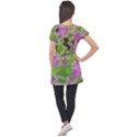 Hot Pink Succulent Sedum With Fleshy Green Leaves Puff Sleeve Tunic Top View2