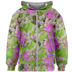 Hot Pink Succulent Sedum With Fleshy Green Leaves Kids Zipper Hoodie Without Drawstring by myrubiogarden