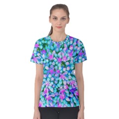 Blue And Hot Pink Succulent Sedum Flowers Detail Women s Cotton Tee