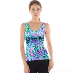 Blue And Hot Pink Succulent Sedum Flowers Detail Tank Top