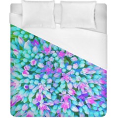 Blue And Hot Pink Succulent Sedum Flowers Detail Duvet Cover (california King Size)