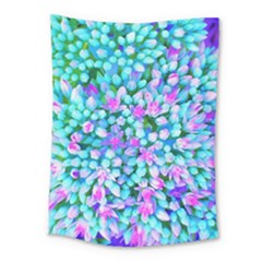 Blue And Hot Pink Succulent Sedum Flowers Detail Medium Tapestry by myrubiogarden