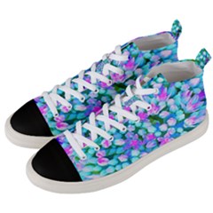 Blue And Hot Pink Succulent Sedum Flowers Detail Men s Mid-top Canvas Sneakers by myrubiogarden