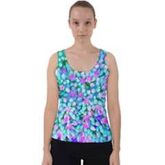 Blue And Hot Pink Succulent Sedum Flowers Detail Velvet Tank Top by myrubiogarden