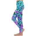 Blue And Hot Pink Succulent Sedum Flowers Detail Kids  Lightweight Velour Leggings View2