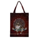 Cute Collie With Flowers On Vintage Background Classic Tote Bag View1