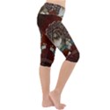 Cute Collie With Flowers On Vintage Background Lightweight Velour Cropped Yoga Leggings View3