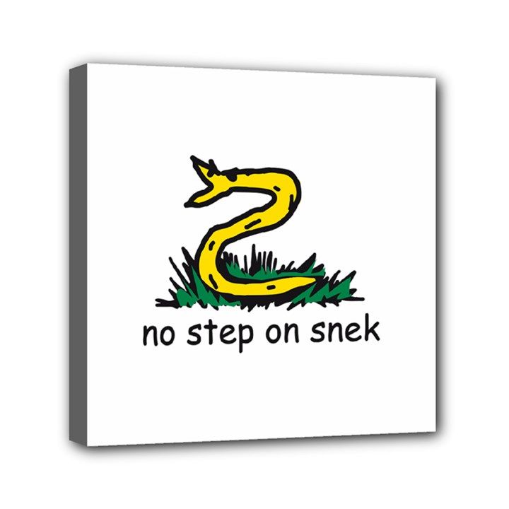 No Step On Snek Gadsden Flag Meme Parody on white background Mini Canvas 6  x 6  (Stretched)