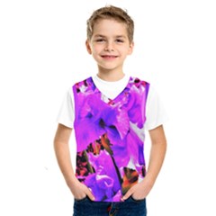 Abstract Ultra Violet Purple Iris On Red And Pink Kids  Sportswear by myrubiogarden