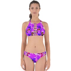 Abstract Ultra Violet Purple Iris On Red And Pink Perfectly Cut Out Bikini Set by myrubiogarden