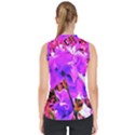 Abstract Ultra Violet Purple Iris On Red And Pink Mock Neck Shell Top View2