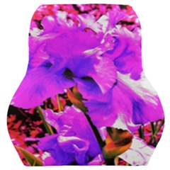 Abstract Ultra Violet Purple Iris On Red And Pink Car Seat Back Cushion  by myrubiogarden