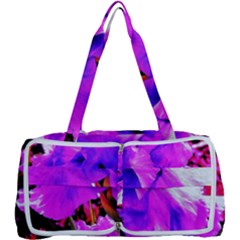 Abstract Ultra Violet Purple Iris On Red And Pink Multi Function Bag by myrubiogarden