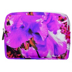 Abstract Ultra Violet Purple Iris On Red And Pink Make Up Pouch (medium)