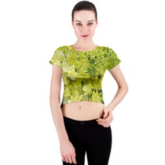 Elegant Chartreuse Green Limelight Hydrangea Macro Crew Neck Crop Top by myrubiogarden