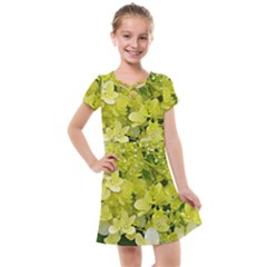 Elegant Chartreuse Green Limelight Hydrangea Macro Kids  Cross Web Dress by myrubiogarden