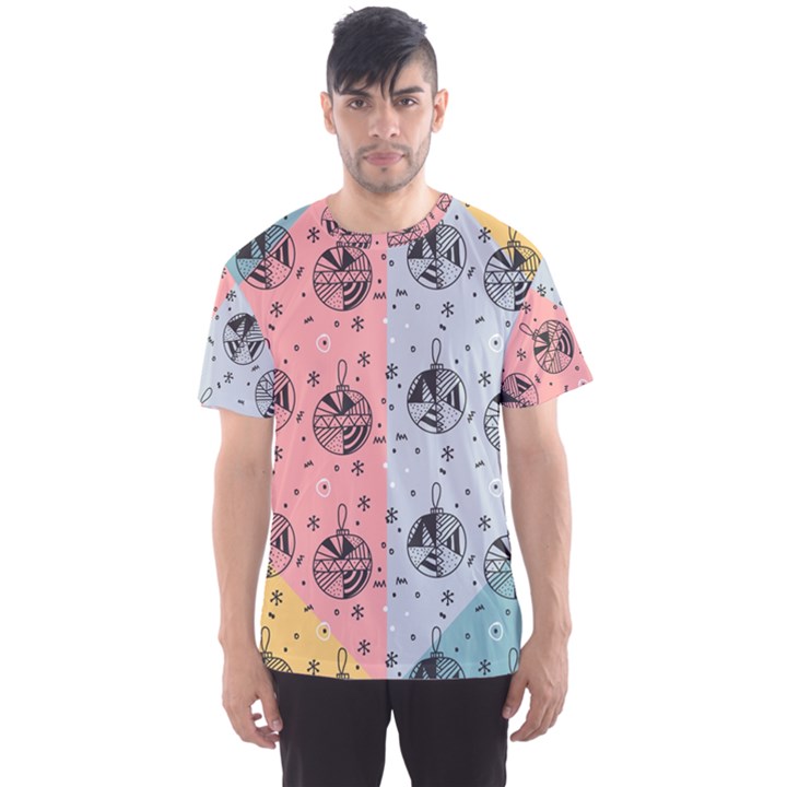 Abstract Christmas Balls Pattern Men s Sports Mesh Tee