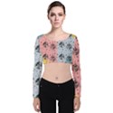 Abstract Christmas Balls Pattern Velvet Long Sleeve Crop Top View1