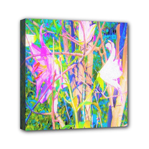 Abstract Oriental Lilies In My Rubio Garden Mini Canvas 6  X 6  (stretched) by myrubiogarden