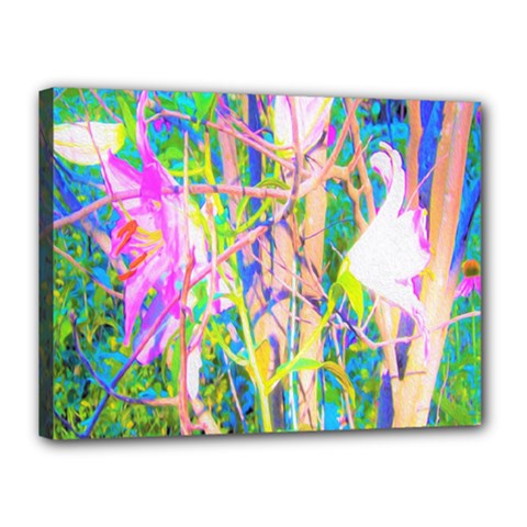 Abstract Oriental Lilies In My Rubio Garden Canvas 16  X 12  (stretched) by myrubiogarden