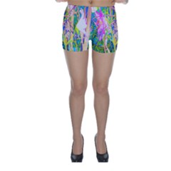 Abstract Oriental Lilies In My Rubio Garden Skinny Shorts by myrubiogarden