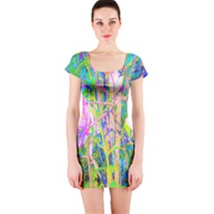 Abstract Oriental Lilies In My Rubio Garden Short Sleeve Bodycon Dress by myrubiogarden