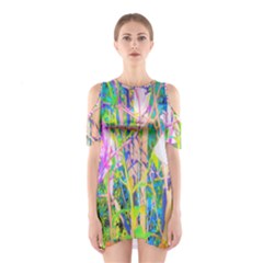 Abstract Oriental Lilies In My Rubio Garden Shoulder Cutout One Piece Dress by myrubiogarden