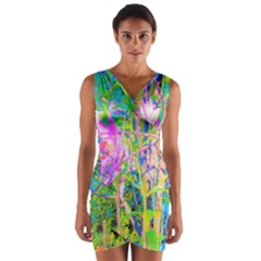 Abstract Oriental Lilies In My Rubio Garden Wrap Front Bodycon Dress by myrubiogarden