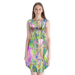 Abstract Oriental Lilies In My Rubio Garden Sleeveless Chiffon Dress   by myrubiogarden