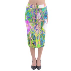 Abstract Oriental Lilies In My Rubio Garden Midi Pencil Skirt by myrubiogarden