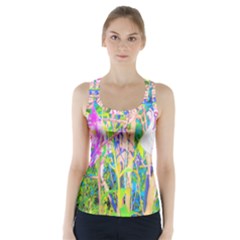 Abstract Oriental Lilies In My Rubio Garden Racer Back Sports Top by myrubiogarden