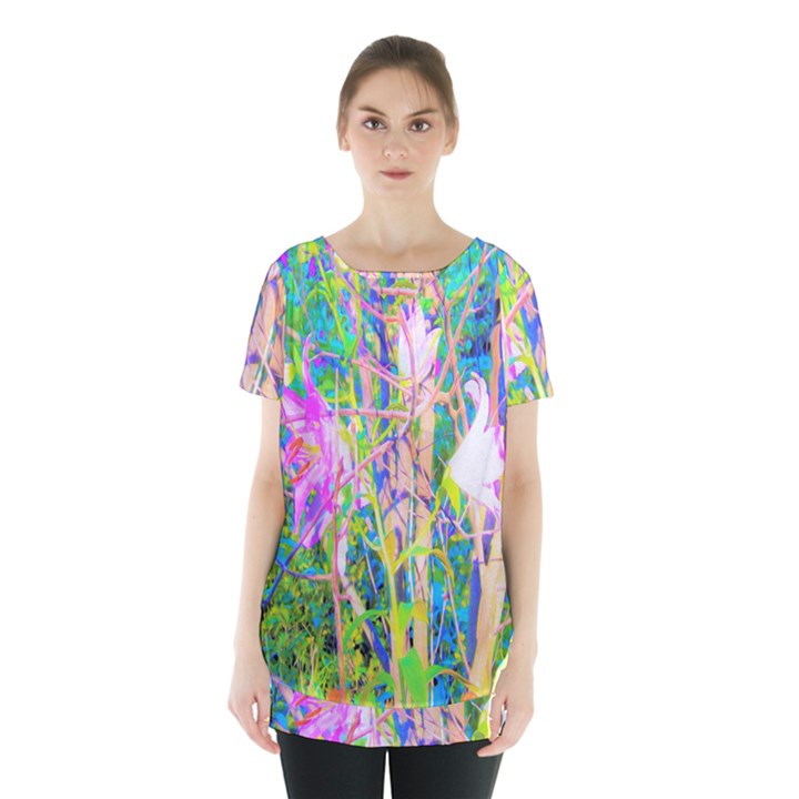 Abstract Oriental Lilies In My Rubio Garden Skirt Hem Sports Top