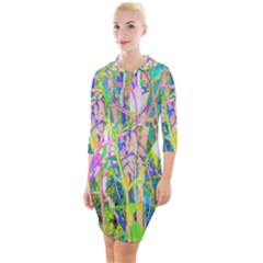 Abstract Oriental Lilies In My Rubio Garden Quarter Sleeve Hood Bodycon Dress by myrubiogarden