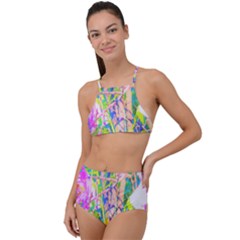 Abstract Oriental Lilies In My Rubio Garden High Waist Tankini Set by myrubiogarden