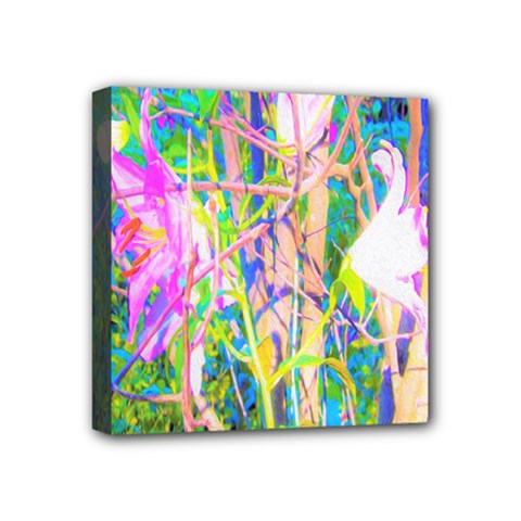 Abstract Oriental Lilies In My Rubio Garden Mini Canvas 4  X 4  (stretched) by myrubiogarden