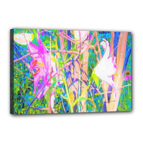 Abstract Oriental Lilies In My Rubio Garden Canvas 18  X 12  (stretched) by myrubiogarden