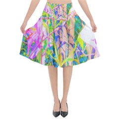 Abstract Oriental Lilies In My Rubio Garden Flared Midi Skirt by myrubiogarden