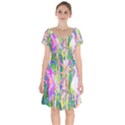 Abstract Oriental Lilies In My Rubio Garden Short Sleeve Bardot Dress View1