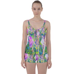 Abstract Oriental Lilies In My Rubio Garden Tie Front Two Piece Tankini by myrubiogarden