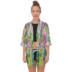 Abstract Oriental Lilies In My Rubio Garden Open Front Chiffon Kimono by myrubiogarden