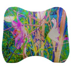 Abstract Oriental Lilies In My Rubio Garden Velour Head Support Cushion by myrubiogarden