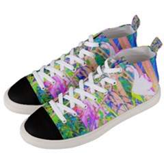 Abstract Oriental Lilies In My Rubio Garden Men s Mid-top Canvas Sneakers by myrubiogarden