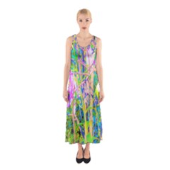 Abstract Oriental Lilies In My Rubio Garden Sleeveless Maxi Dress by myrubiogarden