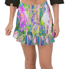 Abstract Oriental Lilies In My Rubio Garden Fishtail Mini Chiffon Skirt by myrubiogarden