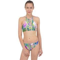 Abstract Oriental Lilies In My Rubio Garden Racer Front Bikini Set by myrubiogarden