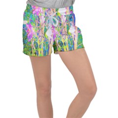 Abstract Oriental Lilies In My Rubio Garden Women s Velour Lounge Shorts by myrubiogarden