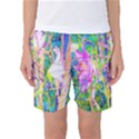 Abstract Oriental Lilies In My Rubio Garden Women s Basketball Shorts View1