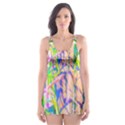 Abstract Oriental Lilies In My Rubio Garden Skater Dress Swimsuit View1