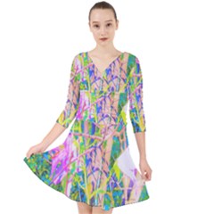 Abstract Oriental Lilies In My Rubio Garden Quarter Sleeve Front Wrap Dress by myrubiogarden